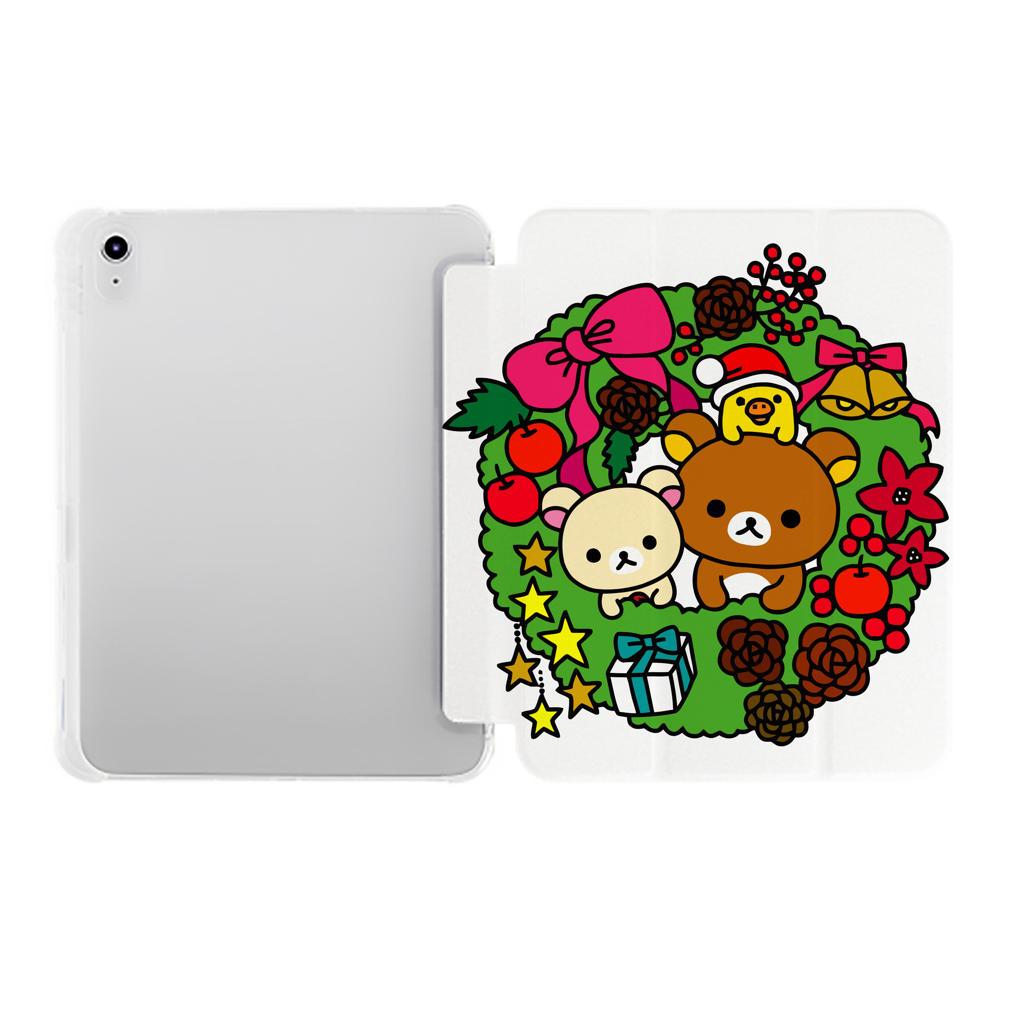 （画像用） リラックマ リラックマ キイロイトリ Rilakkuma Korilakkuma Kiiroitori IPad ケース ペン収納付き 三つ折りスタンド PUレザー×シリコン 対応機種9.5/10.5/10.9インチ